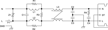 Figure 4. Input EMI filter for EN55022, Level B compliance